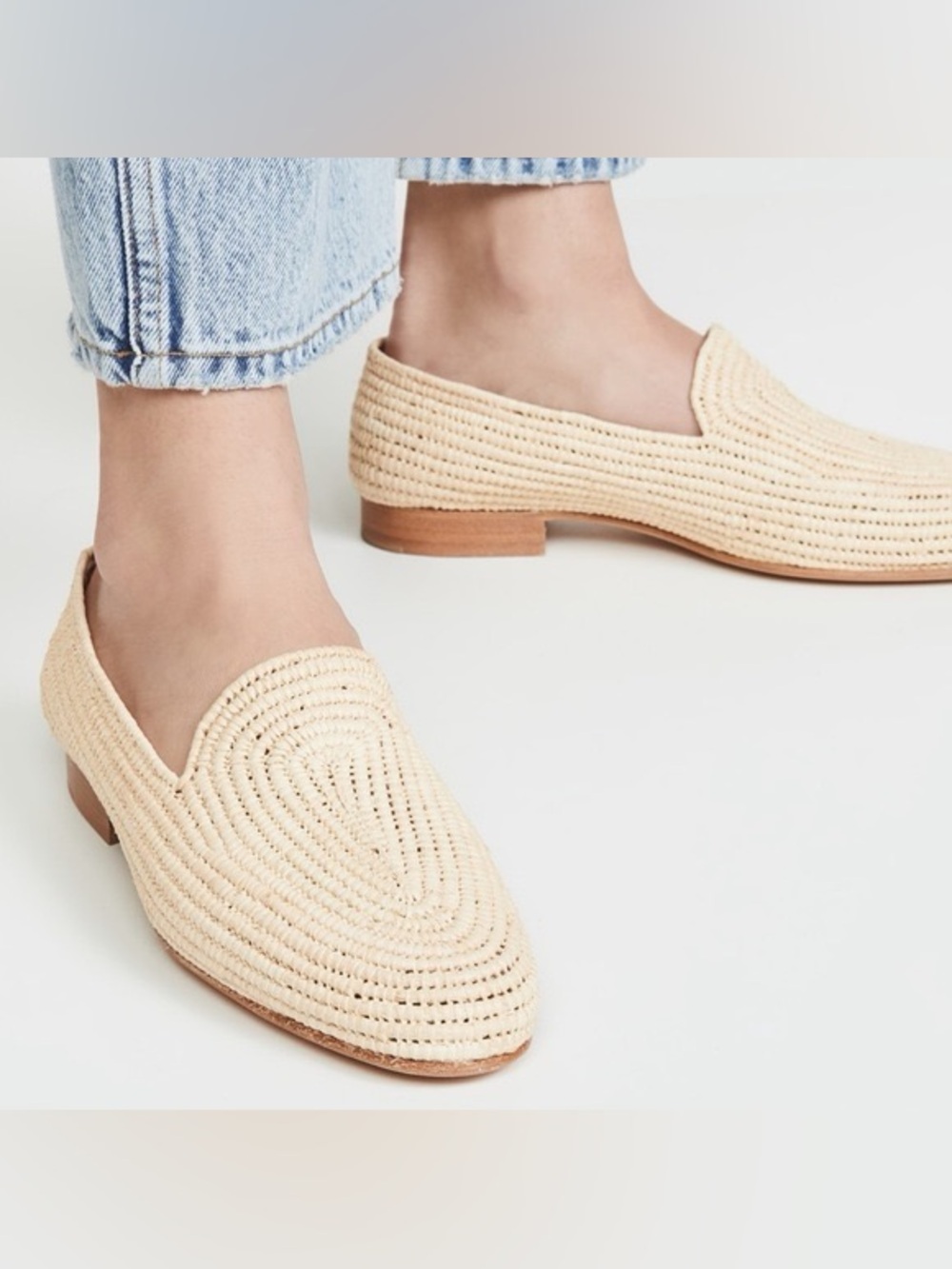EUC Carrie Forbes Raffia Slip-On Loafers in Cream